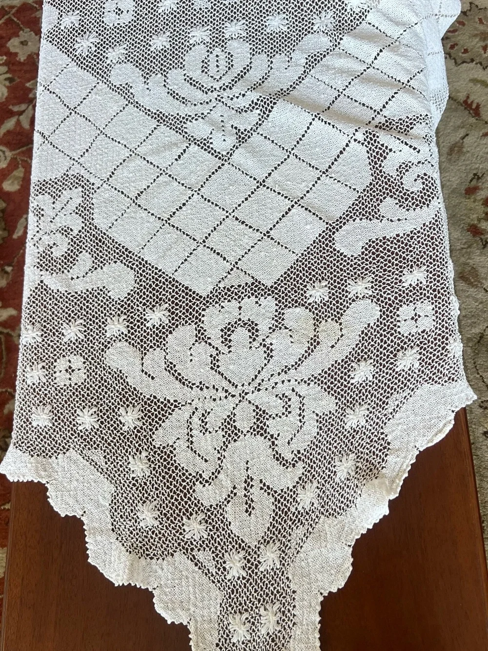 Vintage Nubby Textured White 68” x 48” Tablecloth